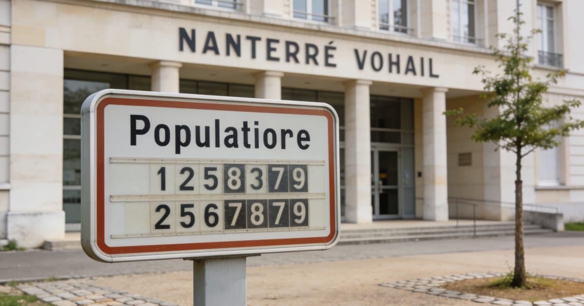Panneau affichant chiffres population devant mairie Nanterre