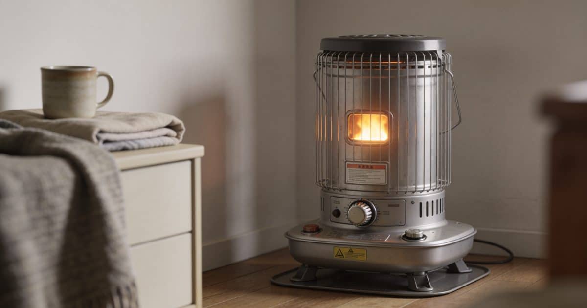 Radiateur portable au gaz allume dans petit appartement