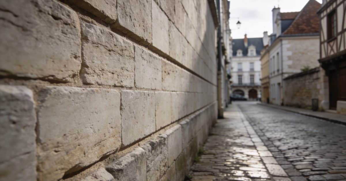 Rues sombres et étroites du centre-ville de Blois.