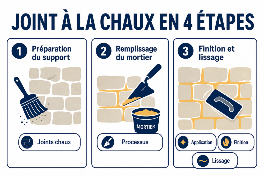 Joint à la chaux en 4 étapes
