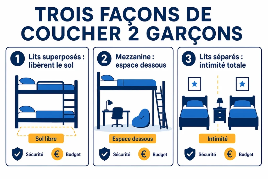 Trois façons de coucher 2 garçons