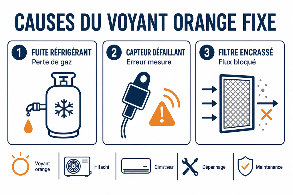 Causes du voyant orange fixe