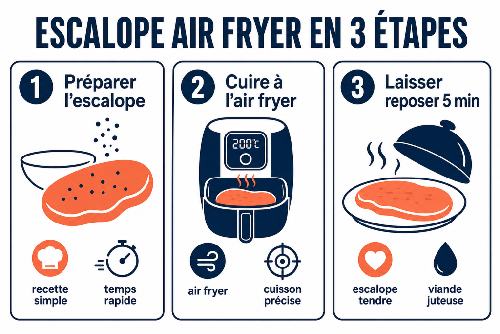 Escalope air fryer en 3 étapes