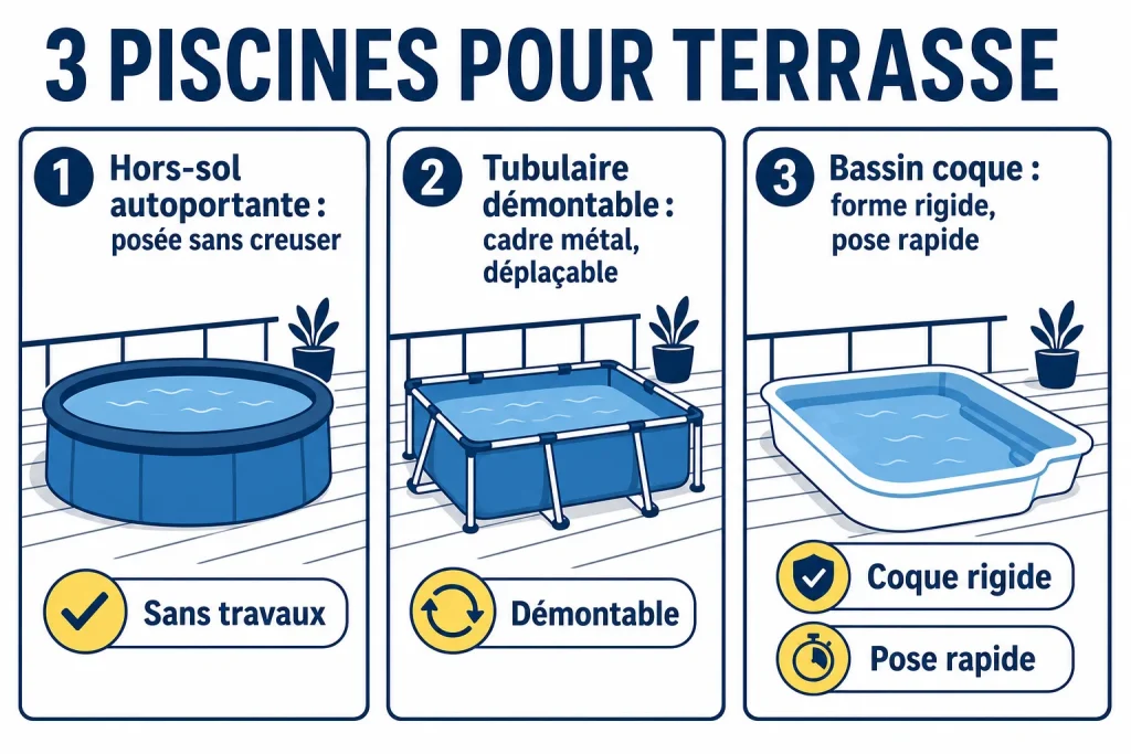 3 piscines pour terrasse